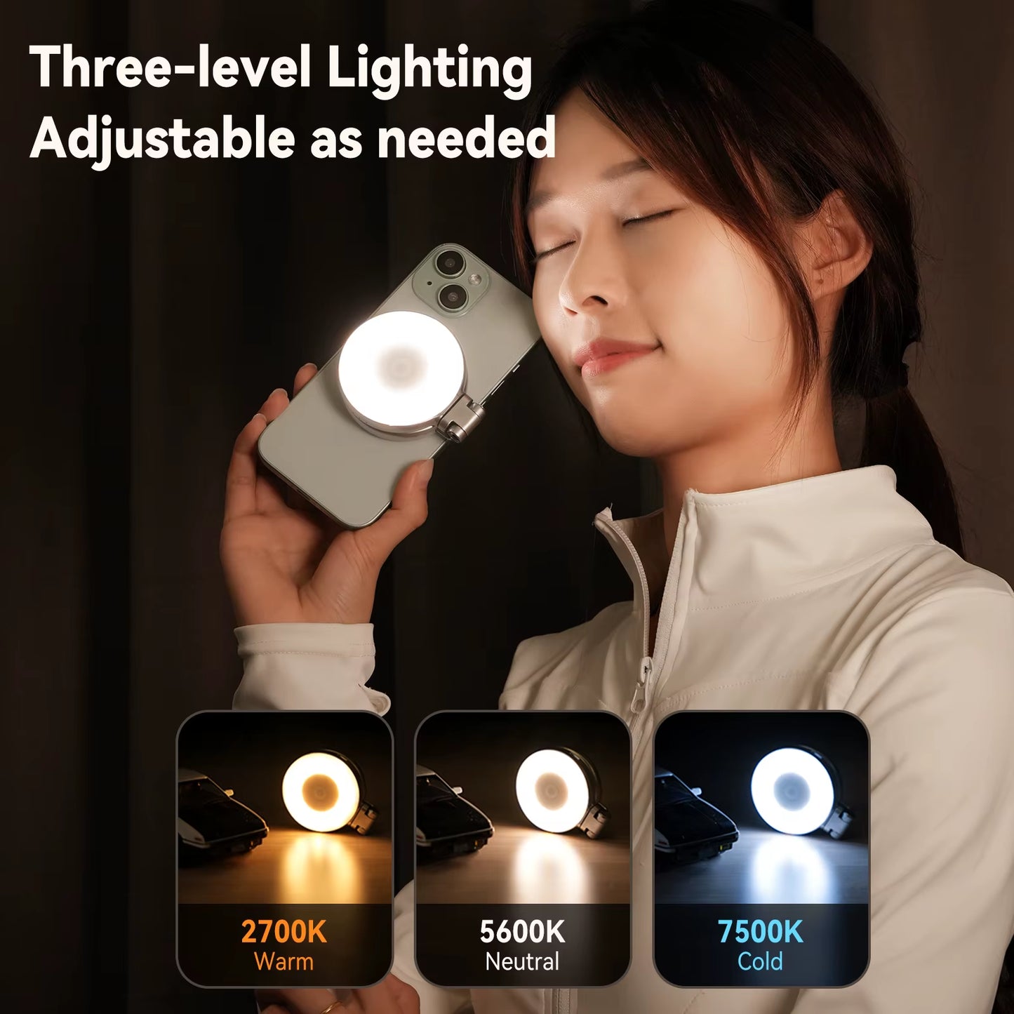 Magnetic Fill Light Mini Selfie Light 3 Modes Adjustable Brightness for Smartphone Iphone XIAOMI HUAWEI SAMSUNG Phone